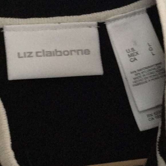 Liz Claiborne zip up cardigan black white sporty - Picture 2 of 6